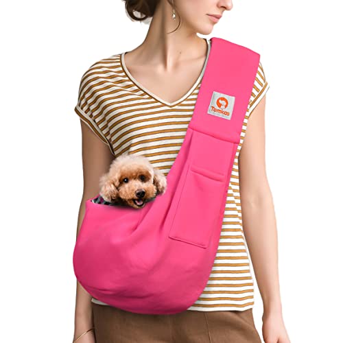 Tomkas Dog Cat Carrier Sling Classic Pocket & Classic Strap(M,Rose red) - color: Rose Red
