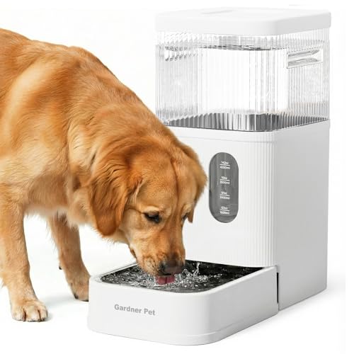 Gardner Pet 2.9 Gallon Automatic Dog Water Bowl Dispenser 11L Gravity Water Feeder with Stainless Steel Bowl & Maifan Stone Filter, BPA-Free for for Cats and Dogs (White, 2.9 Gallon) - color: White, size: 2.9 Gallon