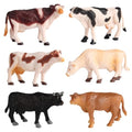 6PCS Mini Cow Figurines, Realistic Plastic Farm Animal Figures | Hard Plastic Cattle Figurines for Kids, Educational Play, Cake Toppers, Farm Displays and Party Decorations