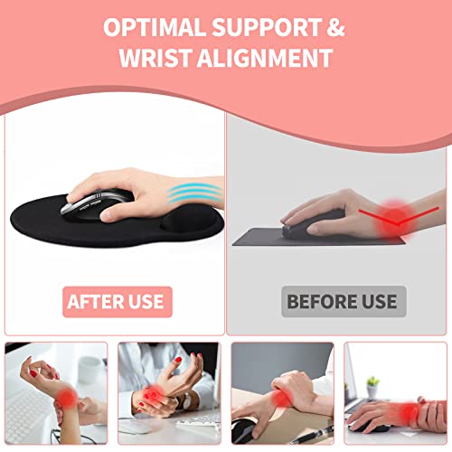 Mouse Pad with Wrist Rest, Comfortable Computer Mousepad with Gel Wrist Support Smooth Surface and Non-Slip PU Base for Pain Relief, Laptop, Office & Home (Colorful Tie-Dye) - color: Colorful Tie-Dye