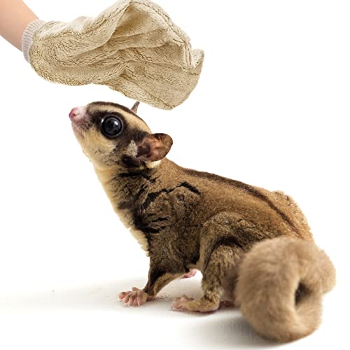 2 Pcs Sugar Glider Bonding Mitt, Calming Sleeping Glove, Bite Proof Animal Handling Gloves, Hedgehog Accessories Calming Glove for Train Your Sugar Glider Small Animals Hamster Rats Pet (Beige) - color: Beige