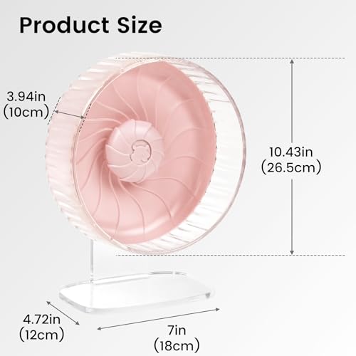 10 inch Silent Hamster Wheel with Adjustable Stand, Large Size, Pink | Large Size, Double-Bearing Design, Adjustable Stand, Smooth-Rotating Exercise Wheel for Syrian Hamsters and Gerbils - color: Pink With Stand, size: 10in