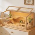 Hamster Cage: 40Inch Wooden Small Animal Cage with Warm Light | Extra Large Clear Hamster House Chewy Proof with Two Openable Breathable Top - size: 39.4"L x 19.7"W x 19.7"H
