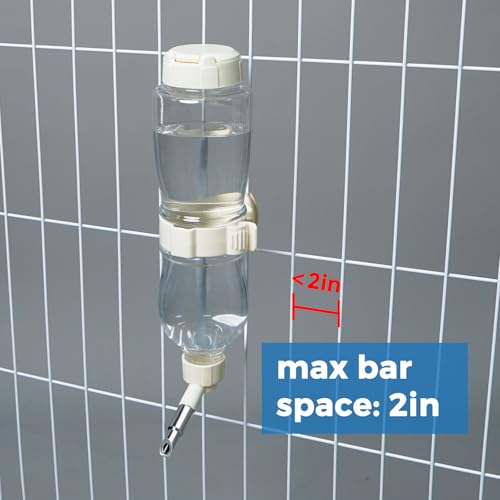 VANNON 17oz Small Animal Water Dispenser for Crate, Parrots Water Bottle for Cage, Chewproof Pet Water Bottle for Rabbits, Guinea Pigs, Ferrets, Chinchillas and Other Small Rodents, Top Fill, White - color: White