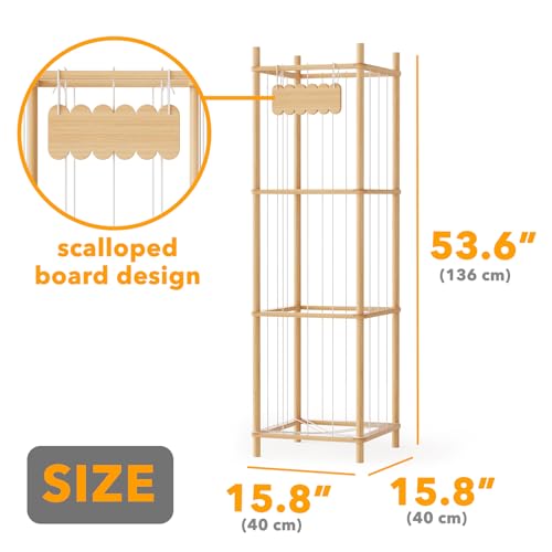 SpaceAid Stuffed Animal Storage Organizer, Wood Animals Zoo Toy Plushies Storage Holder, Large Capacity Plush Toy Cage for Playroom Organization, 15.8" Wide, Natural - color: Natural, size: 15.8"W x 15.8"D (Large)