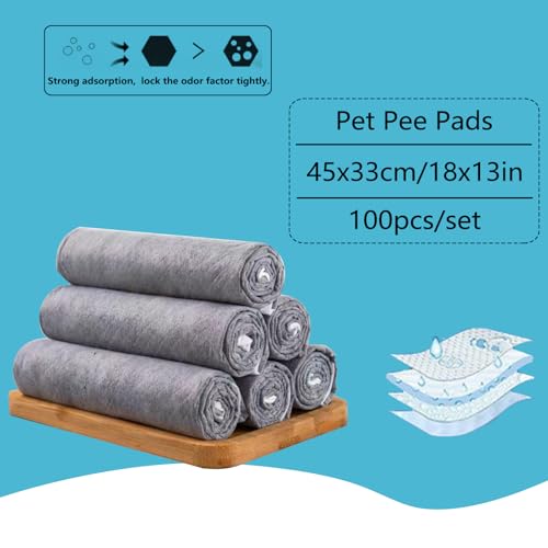 Guinea Pig Pee Pads, Disposable Rabbit Cage Liners, Charcoal Odor Controlling Absorbent Waterproof Pee Pads for Hamster, Bunny, Ferret, Chinchilla and Other Small Animals (18" x 13", 100 PCS) - size: 17.7" x 12.9" - 100PCS