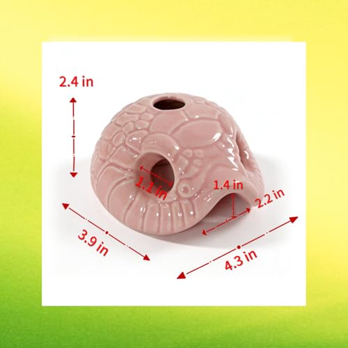 Snake Head Reptile Hide Cave, Pink | Small Ceramic, Gecko Hideout with Water Reservoir, Mini Terrarium Decor, For Juvenile Snake, Lizard, Frog - color: Pink