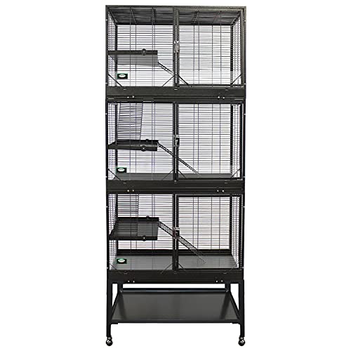 Mansion Cage (6-Level) - Durable 100% All-Metal Multi-Level Cage for Chinchillas, Rats, Ferrets, Prairie Dogs, Degus, Mice - size: 32.0"L x 22.0"W x 80.0"H