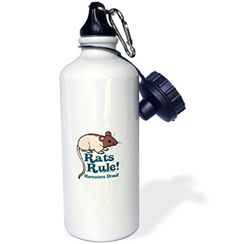 3dRose Rats Rule Sports Water Bottle, 21 oz, White