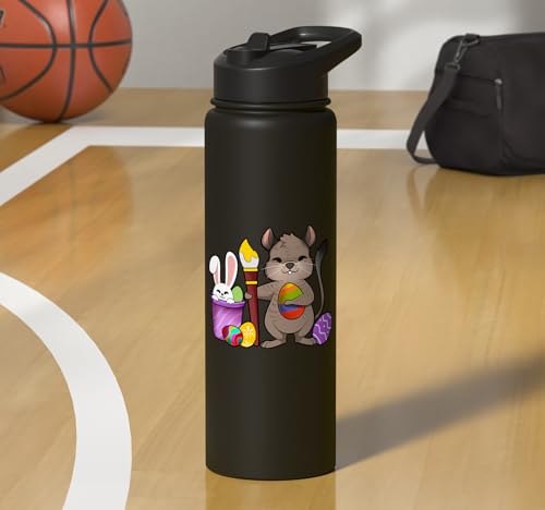 Cute degu painting Easter eggs Stainless Steel Insulated Water Bottle - color: Black