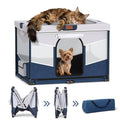 LOOBANI Small Dog Playpen, 32"x24"x22", Foldable & Portable, Blue | Puppy Cat Playpen Indoor, with Sturdy Steel Frame, Travel Dog Crate with Carry Bag, Removable Washable 690D Fabric Cover - color: Blue-Gray