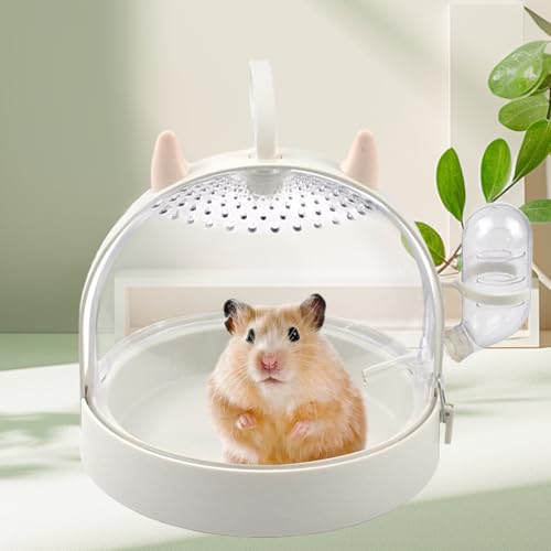 Hamster Portable Cage Travel Case,Hamster Carrying Cage High Permeability Guinea Pig Travel Cage with Water Bottle Travel Carrier for Gerbils Mice Guinea Pigs Sugar Glider(White) - color: 【White】