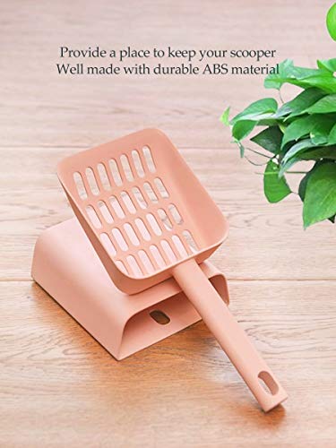 Cat Litter Scooper with Caddy Holder, Cat Scooper for Litter Box with Stand, A Nice Addition to cat Litter Tray Box, Store The cat Litter Scoop When not in use, Modern, Durable and Cute -Light Pink - color: S-Pink