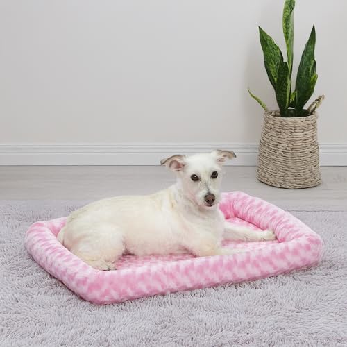 MidWest Homes for Pets QuietTime Fashion Dog Bed – Pink Faux Fur Bolster, Ultra-Soft and Machine Washable, Fits 30-Inch Crates and Carriers, for Medium Breed Dogs - color: Pink, size: 30 Inch