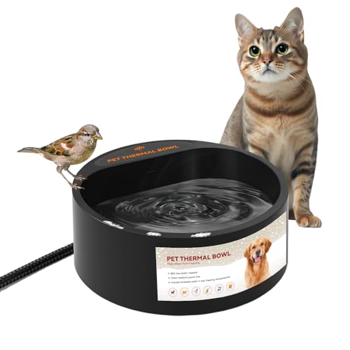 Outdoor Heated Water Bowl for Dogs Cats, 2.2L Winter Heating Dog Water Bowl Smart Thermal for Outdoor Chickens Rabbits Birds, Black, Winter Clearance 2026, Limited Stock - size: 2.2L(Black)