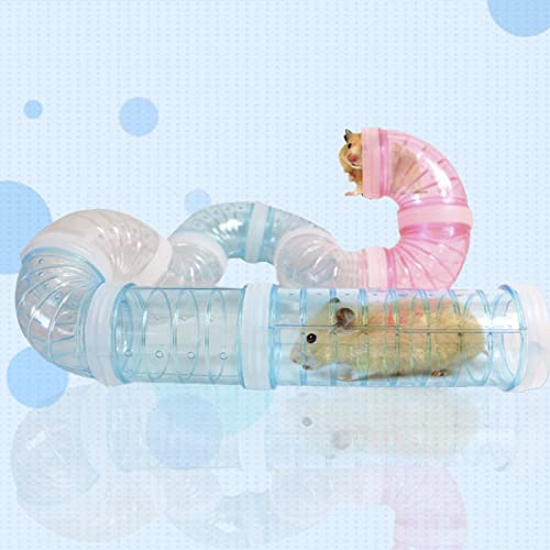 8 Pack Transparent Curved Pipe Pet Cage Tunnel Set - DIY Creative Connection Tunnel External Sports Tube for Mouse, Hamster, Rat and Other Small Animals - color: Blue