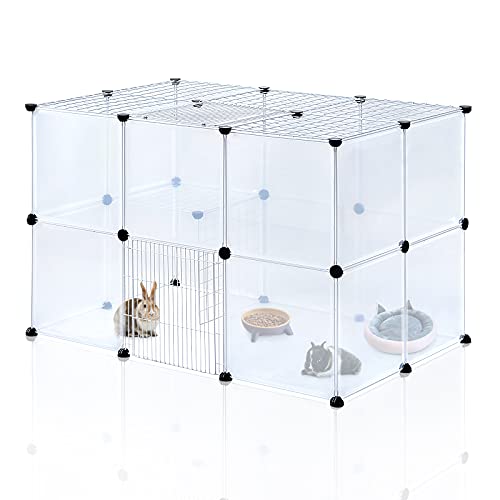 BRIAN & DANY Pet Playpen Indoor, Small Animal for Kitten Playpen, Guinea Pig Hedgehog Cages, Play Pen for Hamster Rabbit Bunny Clear Enclosure Fence, 13.8 X 13.8 inches, 28 Panels - style: 41.3"L x 27.5"W x 27.5"H