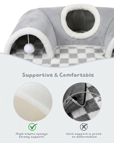 Extra Large Guinea Pig Hideout Tunnel, 22Lx16Wx5H Inches, Grey | Pet Tunnel for Dwarf Rabbits, Bunny, Chinchillas, Hamsters, Hedgehogs, Ferrets. Small Animal Tubes & Tunnels. Eay Assembly - color: Grey