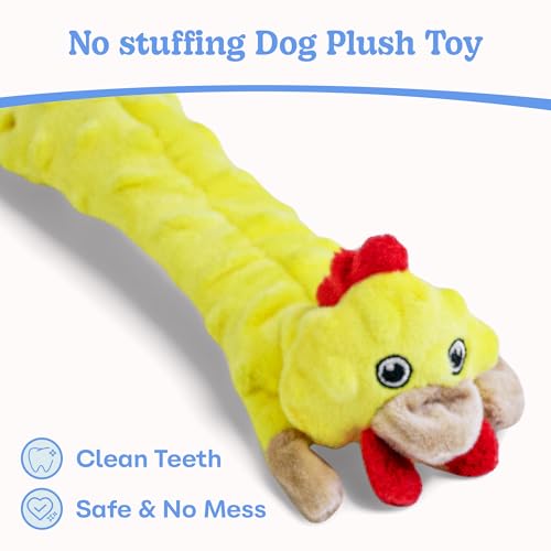 SHARLOVY Dog Squeaky Toys Pack, Bubble Plush Puppy Teething Pet Toys, Crinkle No Stuffing Animals Dog Toy, Doggies Chew for Large Small Medium Breeds - color: Bubble Plush-Chicken, size: Large