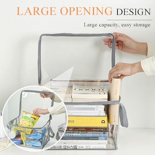 Ouliget Waterproof Clear Zippered Organizers Largesize,Moving Storage Bags with Reinforced Handles,Closet Organizers and Storage Container for Book DVD Blu Ray Disc Clothing,15''x12.5''x9.5''