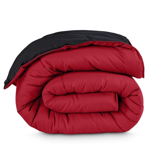 Bare Home King/California King Comforter - Reversible Colors - Goose Down Alternative - Ultra-Soft - Premium 1800 Series - All Season Warmth - Bedding Comforter (King/Cal King, Black/Red) - color: 13 - Black/Red, size: King/Cal King