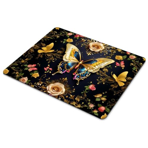 Black Gold Butterfly Mouse pad Customized Mousepad Non-Slip Rubber Base Mouse Pads for Computers Laptop Office Desk Accessories Mouse pad - color: Black Gold butterfly