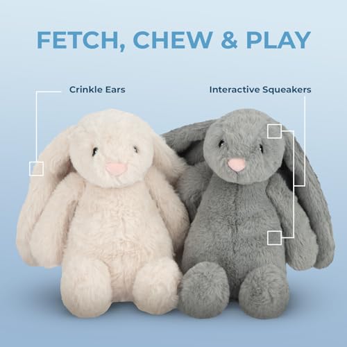 Best Pet Supplies Bunny Buddy Squeaky Plush Dog Toy - Beige, Small | Soft Plush, Squeaks & Crinkles, Perfect for Moderate Chewers, Toss & Fetch Play, Stress & Anxiety Reliever, Ideal Gift Toy - color: Bunny (Beige), size: Small