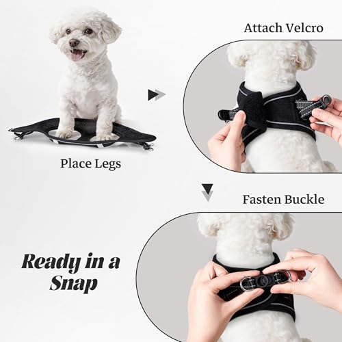 No Pull Dog Puppy Harness and Leash Set Reflective Mesh Vest Medium - color: Black-Update, size: Medium (Pack of 1)