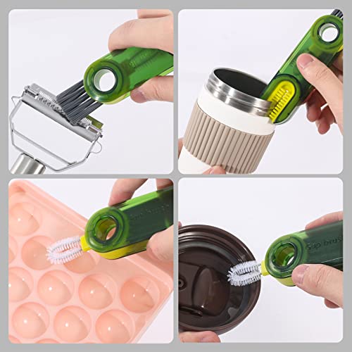 3 in 1 Cup Lid Gap Cleaning Brush Set, Multifunctional Insulation Bottle Cleaning Tools, Mutipurpose Tiny Silicone Cup Holder Cleaner, Home Kitchen Cleaning Tools - color: Blue+green+grey
