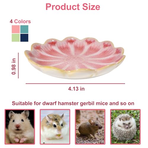 4PCS Ceramic Hamster Food Dish,Sunflower Guinea Pig Food Bowls | Rats Anti-Turning Feeding Dishes for Gerbils Mice 4.5in，Shallow Chew-Proof Bowl, Non-Slip Base, Easy to Clean - size: 4Pcs Sunflower