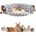 BWOGUE Bunny Tunnel Bed, 2-in-1 Collapsible Rabbit Tunnel Hideout with Mat | Removable Mat for Washing, Ball Toy for Play, Tunnel Tubes for Hiding, Gray Star Soft Suede Fabric, Cats Rabbits Guinea Pigs - color: Greystar