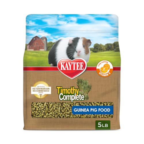 Kaytee Timothy Complete Guinea Pig Food, Made with Timothy Hay, High in Fiber, Supports Dental Health and Digestion, Long-lasting Vitamin C, 5 pounds - size: 5 Pound (Pack of 1)