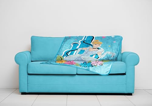 Jay Franco Kids Plush Throw Blanket – Soft & Cozy Fleece Throw for Bedroom & Couch Décor, Official Licensed Product, Blue - Disney Princess Cinderella, 40x50 - Travel Blanket - color: Blue - Disney Princess Cinderella, size: 40x50 - Travel Blanket