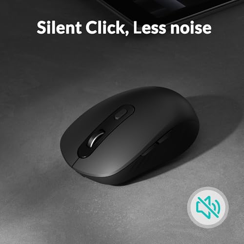 Keychron BM25 Quiet-Click Wireless Mouse, Ergonomic Rechargeable Mice with Tri-Mode, 2.4G/Bluetooth 5.2/Wired, 1000Hz Polling Rate, Adjustable DPI, Programmable for Mac, Windows, Linux - Black - color: Black