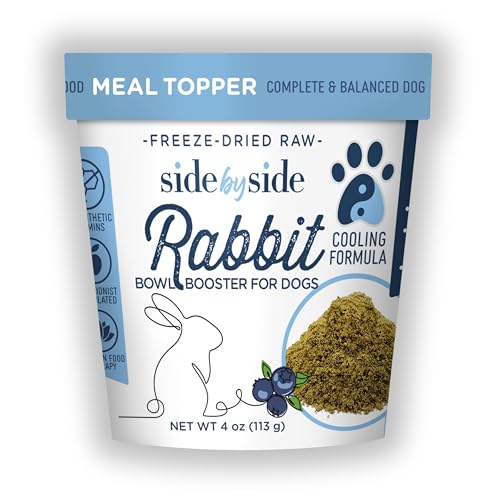 Side by Side Rabbit Bowl Booster - Cooling Freeze-Dried Dog Food Topper for All Breeds - Made with Nutrients & Whole Raw Foods Toppers for Dogs - No Artificial Additives or Fillers (4 oz, 2-Pack)