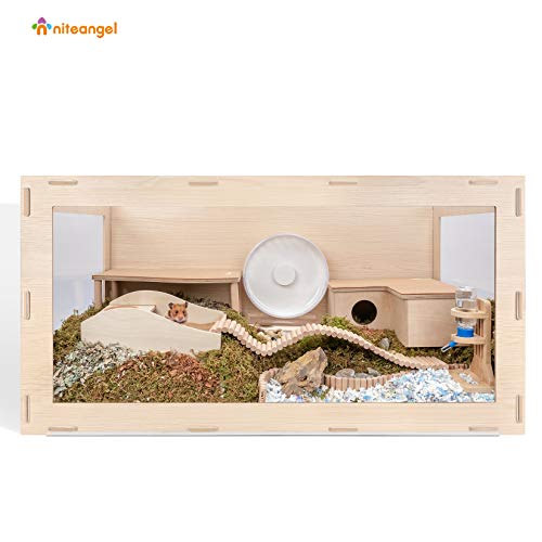 Niteangel Bigger World - MDF Aspen Terrarium for Hamster Gerbils Mice Lemming Degus or Other Small-Sized Pets(39.4 x 19.7 x 19.7 inches, Burlywood) - size: 39.4"L x 19.7"W x 19.7"H