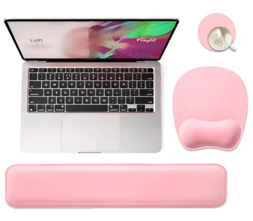 Memory Foam Set Wrist Rest Pad & Mouse Wrist Rest Support,Ergonomic Design for Office,Home,Laptop,Desktop Computer,Gaming Keyboard - Pink - color: Pink