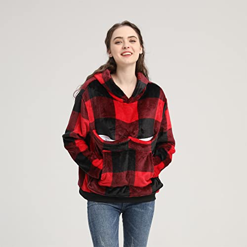Pet Cat Dog Pouch Hoodies Small Animal Carrier – Kitten Puppy Pouch Sweatshirt Kangaroo Pocket Pullover Top - color: Red, size: X-Large