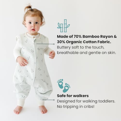 Dreamsuit Walker Toddler Sleep Sack with Feet and Legs, 12M-2T | 70% Rayon Made from Bamboo, 30% Organic Cotton, 0.8 TOG Summer, 2-Way Zipper, Buttery Soft Wearable Blanket, Cactus - color: (0.8 Tog) Croissant, size: 12-2T