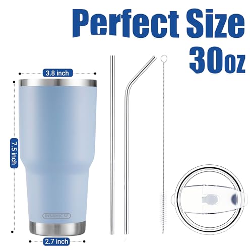 D·S 30oz Blue Tumbler Double Wall Vacuum Insulated Travel Coffee Mug | Double Wall Vacuum Suit Cold and Hot Drink Fits in standard car cup holders With Splash-Proof Lid - color: Skyblue
