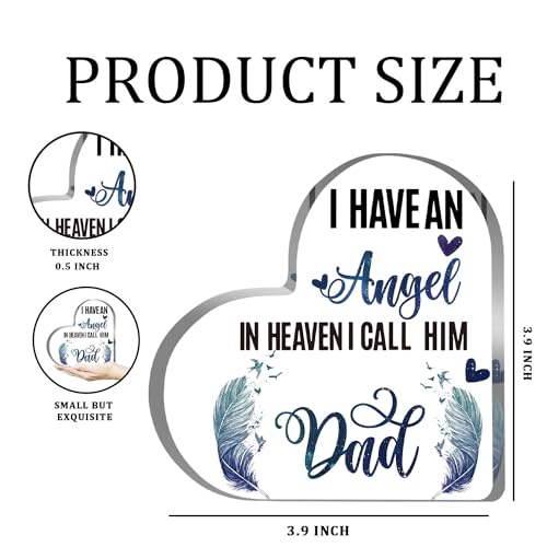 Sympathy Memorial Gift for Loss Loved One Father I Have Angel Dad Sign Bereavement Remembrance Paperweight Keepsake Funeral Grief Condolence Memorial Table Home Feather Decorations - color: Dad Angel