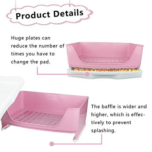 PINVNBY Large Rabbit Litter Box Bigger Pet Litter Pan Trainer with Drawer Corner Toilet Box for Adult Guinea Pigs Chinchilla Ferret Hedgehog Small Animals(Pink) - color: Pink