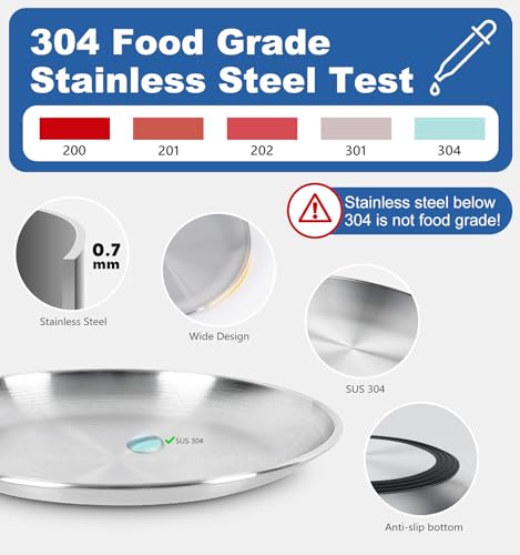 Supet Cat Plates Whisker Friendly, Non Slip Dish for Wet Food, Shallow Wide Flat Bowls Stainless Steel Metal for Indoor Cats, Kitten, Small Dog (13Oz, 4Pcs) - size: 4Pcs