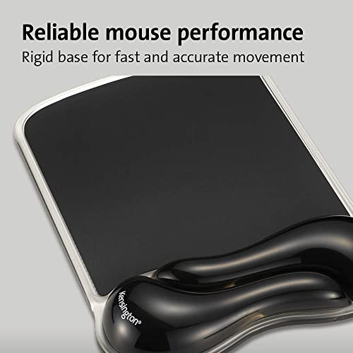 Kensington Duo Gel Wave Mouse Pad & Wrist Rest (K62413WW) Black 9.6L x 7.6W inches (Pack of 4) - color: Black, size: 9.6L x 7.6W inches (Pack of 4), style: Mouse Pad
