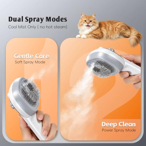 4 In 1 Cat Steam Brush for Grooming, Shedding, Massage, Bathing,Anti-Static | Anti-Static & Reduce Flying Fur.Suitable for All Long-haired and Short-haired Pets