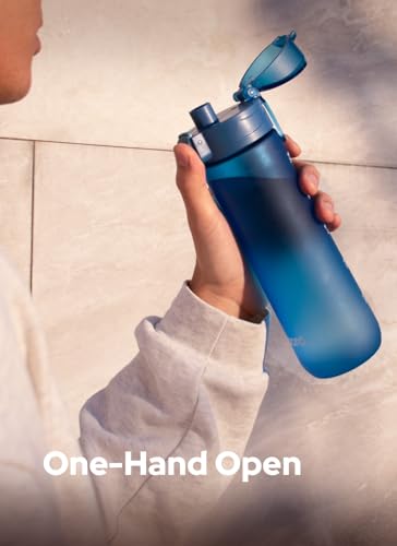 Opard Zip 20oz Plastic Water Bottle Dishwasher Safe, Leakproof Flip-Top Lid, BPA Free Tritan, Wide Mouth Reusable Kids Water Bottle for School Hiking Commuting Outdoor Travel and Gym - color: Ice Blue, style: 20 oz - Fast Flow