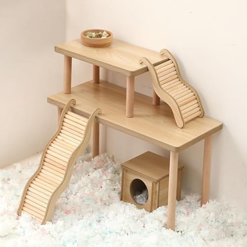 2-Piece Set Hamster Play Wooden Platform for Dwarf Syrian Hamsters Gerbils Mice Degus or Other Small Pets