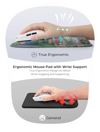 Kawaii Frog Ergonomic Mouse Pad for Carpal Tunnel Pain Relief, 65% Usable Mouse Area in Compact Size, Memory Foam Concave Wrist Rest for Office, PC, Gaming - color: 02 Kawaii Frog