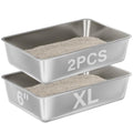 Stainless Steel Litter Box 2 Pack,XL Metal Litter Box for Big Cats | High Sided Litter Box Adult Big Cats,Cat LitterBox Metal Pet Toilet Easy to Clean,Non Stick, No Smell,23.6"x15.8"x6" - color: 2pcs - 23.6" L x 15.7" W x 6" H