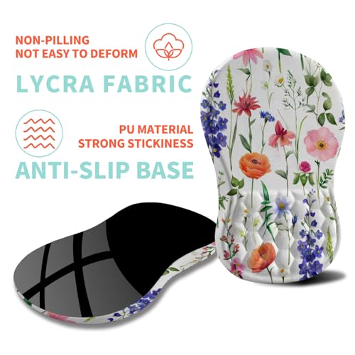 Ergonomic Mouse Pad Wrist Support with Memory Foam Massage Bulge, Carpal Tunnel Pain Relief Mousepad Wrist Rest for Mouse(12x8 inch, Flowers) - color: Kg038-flowers